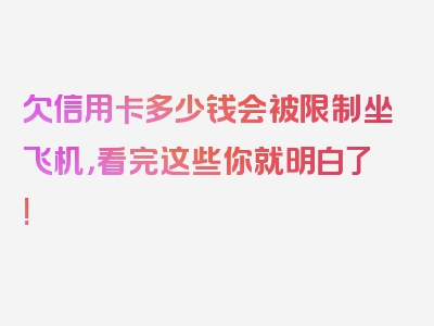 欠信用卡多少钱会被限制坐飞机，看完这些你就明白了!