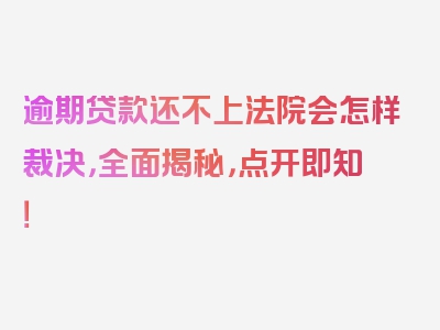 逾期贷款还不上法院会怎样裁决，全面揭秘，点开即知！