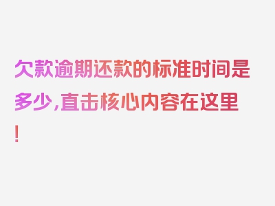 欠款逾期还款的标准时间是多少，直击核心内容在这里！