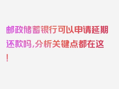 邮政储蓄银行可以申请延期还款吗，分析关键点都在这！