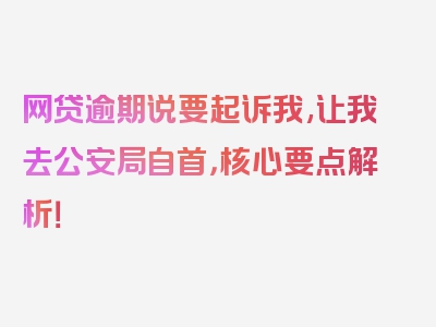 网贷逾期说要起诉我,让我去公安局自首，核心要点解析！