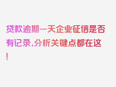 贷款逾期一天企业征信是否有记录，分析关键点都在这！