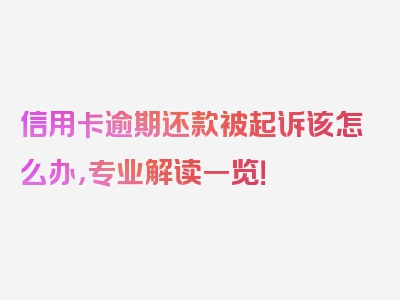 信用卡逾期还款被起诉该怎么办，专业解读一览！