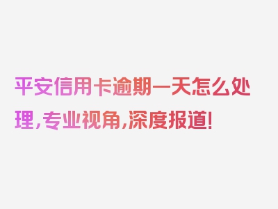 平安信用卡逾期一天怎么处理，专业视角，深度报道！