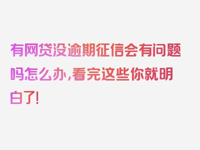 有网贷没逾期征信会有问题吗怎么办，看完这些你就明白了!