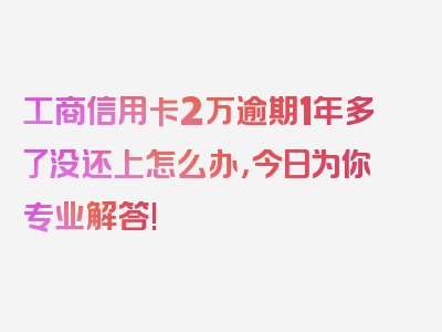 工商信用卡2万逾期1年多了没还上怎么办，今日为你专业解答!