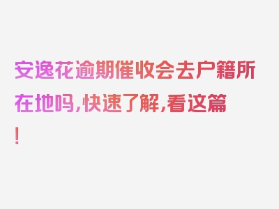 安逸花逾期催收会去户籍所在地吗，快速了解，看这篇！