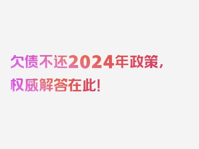 欠债不还2024年政策，权威解答在此！