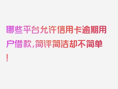 哪些平台允许信用卡逾期用户借款，简评简洁却不简单！