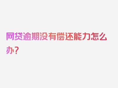 网贷逾期没有偿还能力怎么办？