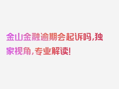 金山金融逾期会起诉吗，独家视角，专业解读！