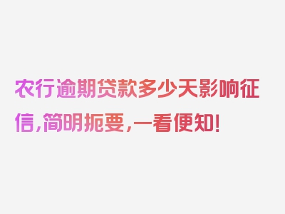 农行逾期贷款多少天影响征信，简明扼要，一看便知！