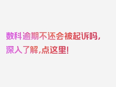 数科逾期不还会被起诉吗，深入了解，点这里！