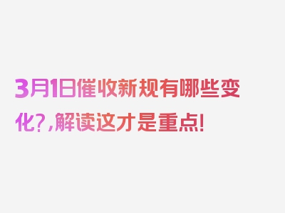 3月1日催收新规有哪些变化?，解读这才是重点！