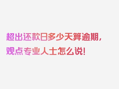 超出还款日多少天算逾期，观点专业人士怎么说！