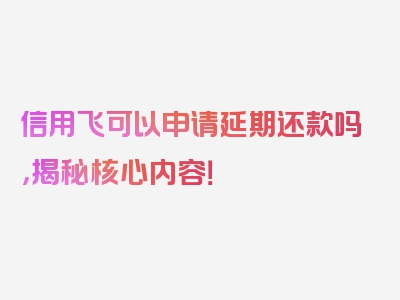 信用飞可以申请延期还款吗，揭秘核心内容！