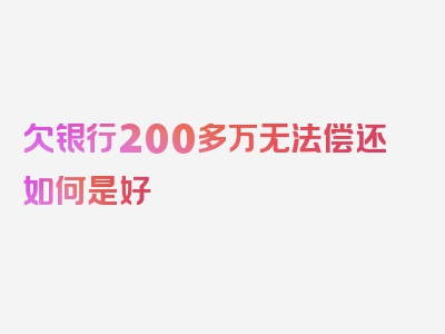 欠银行200多万无法偿还如何是好