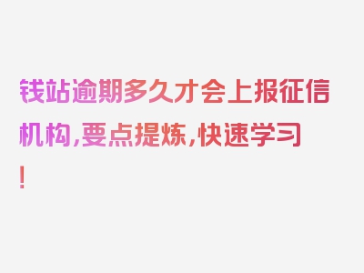 钱站逾期多久才会上报征信机构，要点提炼，快速学习！