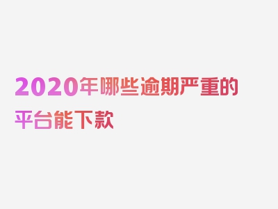 2020年哪些逾期严重的平台能下款