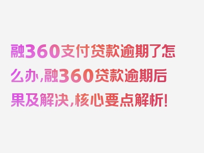 融360支付贷款逾期了怎么办,融360贷款逾期后果及解决，核心要点解析！