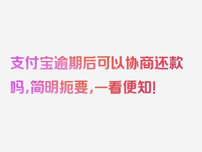 支付宝逾期后可以协商还款吗，简明扼要，一看便知！