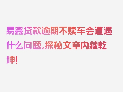 易鑫贷款逾期不赎车会遭遇什么问题，探秘文章内藏乾坤！