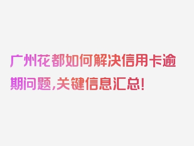 广州花都如何解决信用卡逾期问题，关键信息汇总！