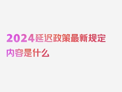 2024延迟政策最新规定内容是什么