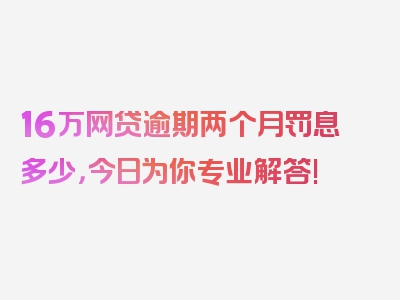 16万网贷逾期两个月罚息多少，今日为你专业解答!