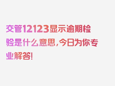 交管12123显示逾期检验是什么意思，今日为你专业解答!