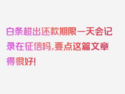 白条超出还款期限一天会记录在征信吗，要点这篇文章得很好！