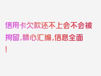 信用卡欠款还不上会不会被拘留，精心汇编，信息全面！