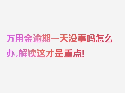 万用金逾期一天没事吗怎么办，解读这才是重点！