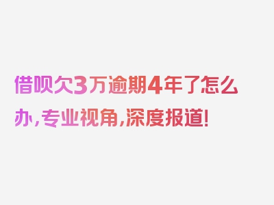 借呗欠3万逾期4年了怎么办，专业视角，深度报道！