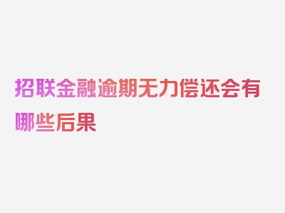 招联金融逾期无力偿还会有哪些后果