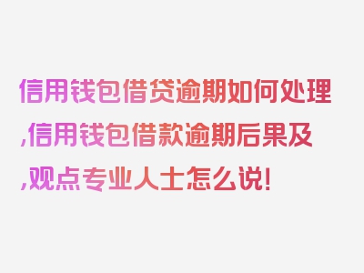 信用钱包借贷逾期如何处理,信用钱包借款逾期后果及，观点专业人士怎么说！