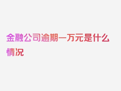 金融公司逾期一万元是什么情况