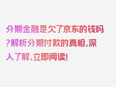 分期金融是欠了京东的钱吗?解析分期付款的真相，深入了解，立即阅读！