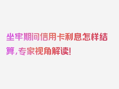 坐牢期间信用卡利息怎样结算，专家视角解读！