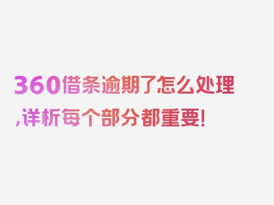 360借条逾期了怎么处理，详析每个部分都重要！