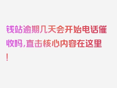 钱站逾期几天会开始电话催收吗，直击核心内容在这里！