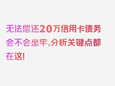 无法偿还20万信用卡债务会不会坐牢，分析关键点都在这！