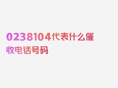 0238104代表什么催收电话号码