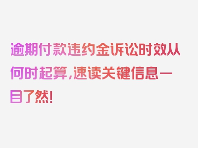 逾期付款违约金诉讼时效从何时起算，速读关键信息一目了然！