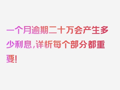 一个月逾期二十万会产生多少利息，详析每个部分都重要！