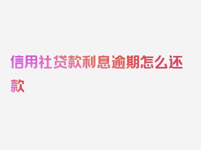 信用社贷款利息逾期怎么还款