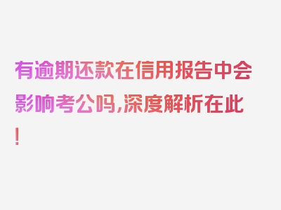 有逾期还款在信用报告中会影响考公吗，深度解析在此！