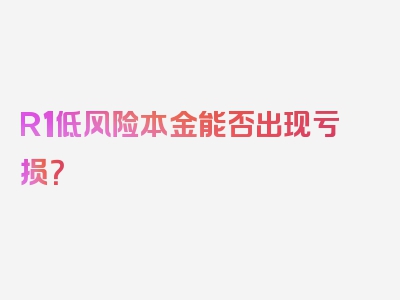 R1低风险本金能否出现亏损？