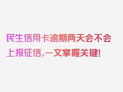 民生信用卡逾期两天会不会上报征信，一文掌握关键！