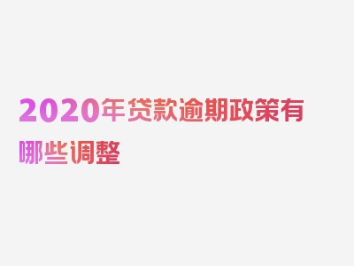 2020年贷款逾期政策有哪些调整